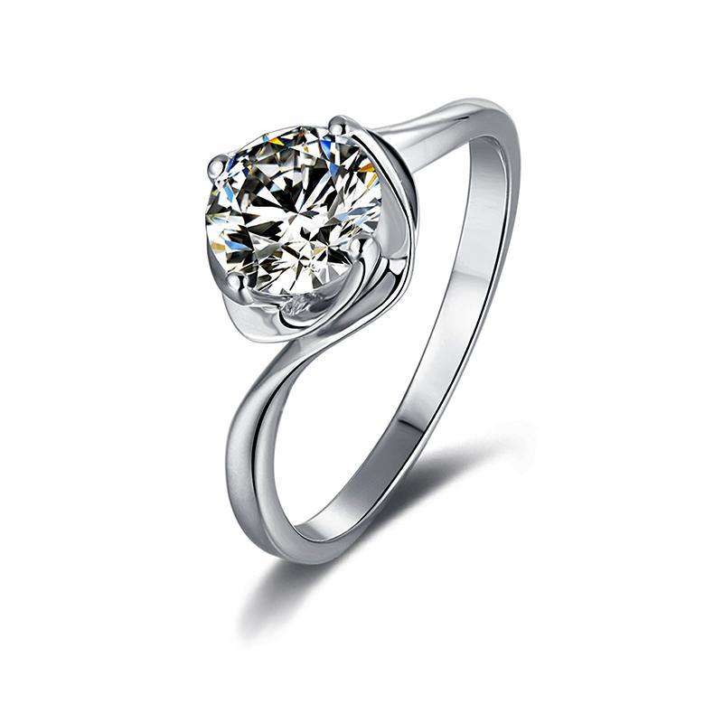 Moissanite flower bud sterling silver wedding ring - ReadYourHeart