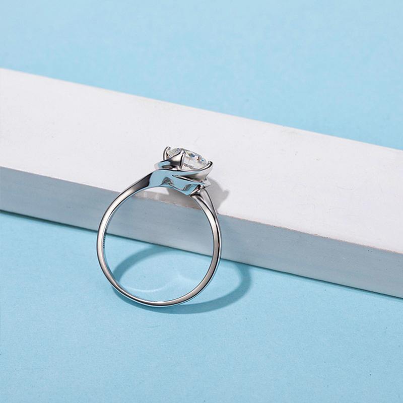 Moissanite flower bud sterling silver wedding ring - ReadYourHeart