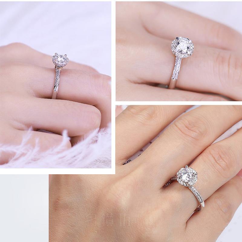 Moissanite four prong hand flower sterling silver wedding ring - ReadYourHeart