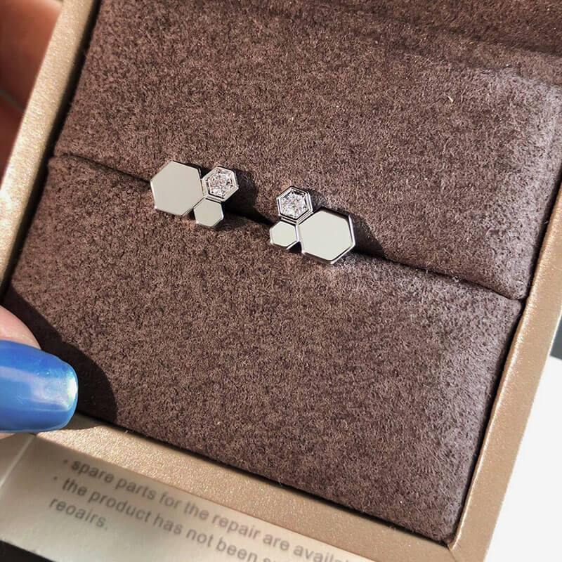 Moissanite honeycomb sterling silver earrings - ReadYourHeart