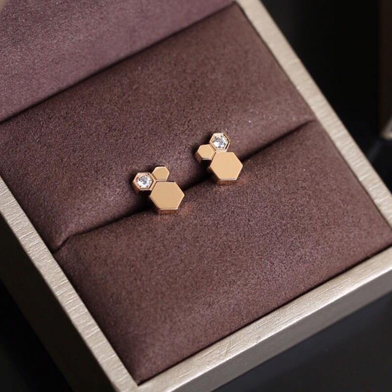 Moissanite honeycomb sterling silver earrings - ReadYourHeart