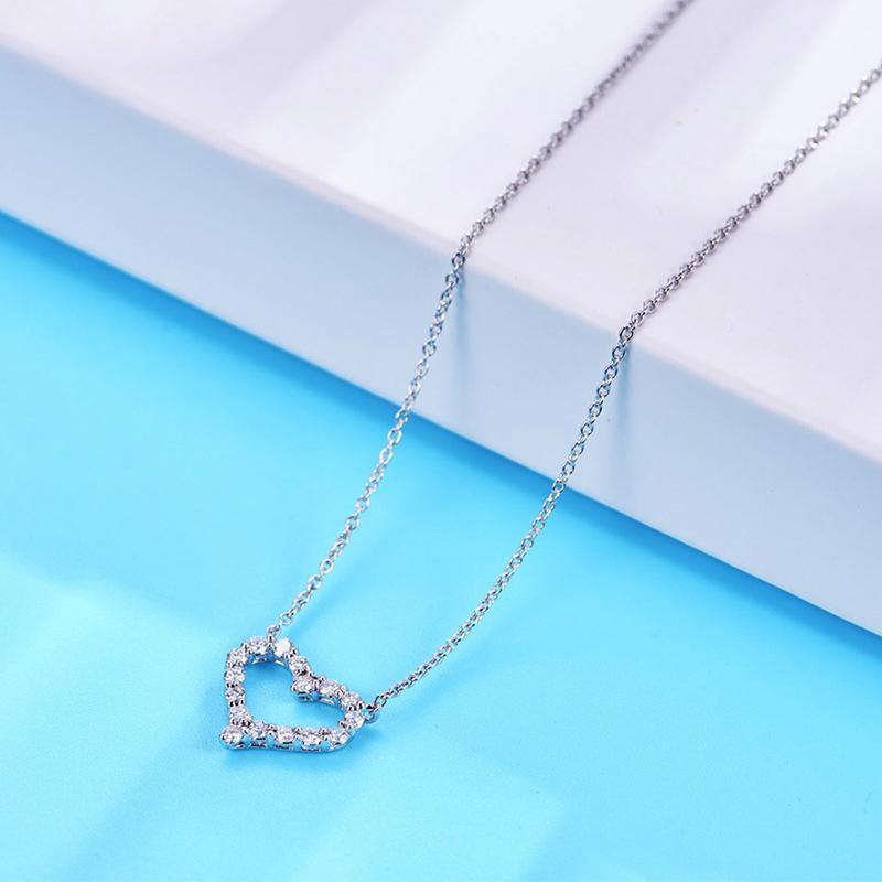 Moissanite love heart sterling silver necklace - ReadYourHeart