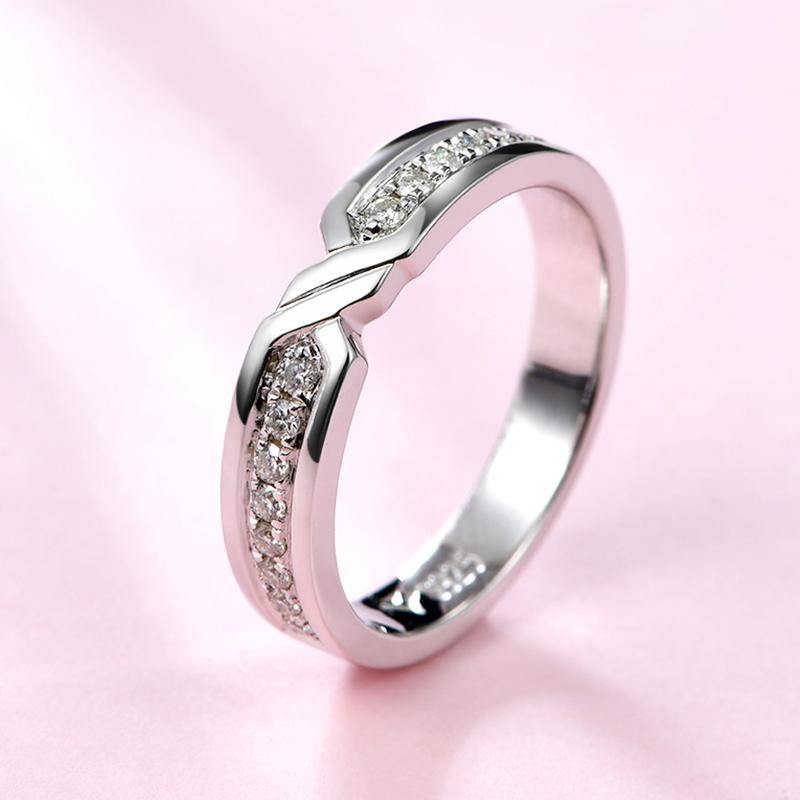 Moissanite luxury Cross Sterling Silver Wedding Band Ring - ReadYourHeart,RRL-LTR19092801-W,RRL-LTR19092801-M