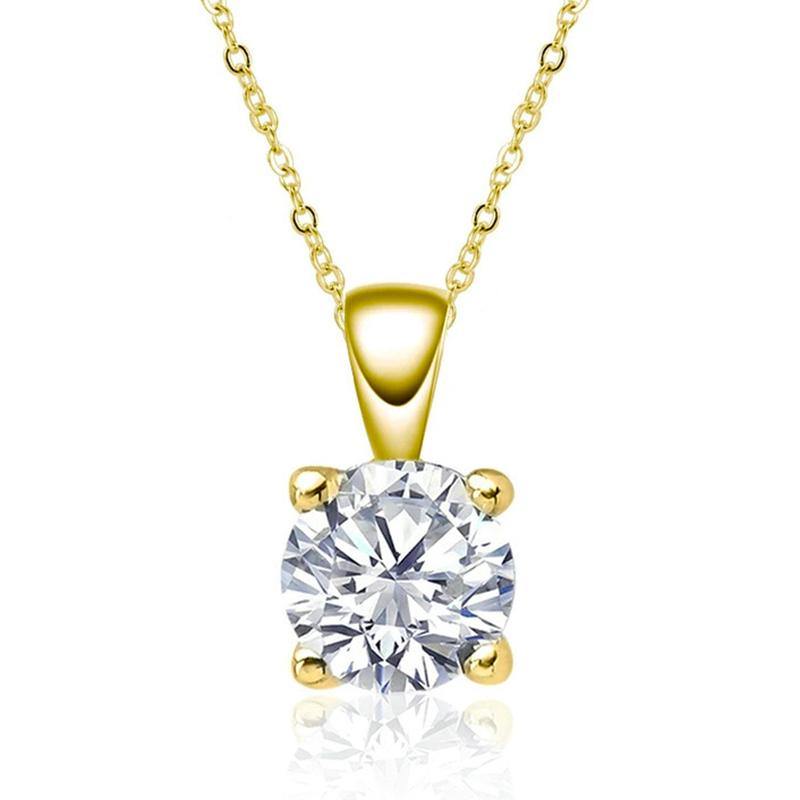 Moissanite round four Prong classic sterling silver necklace pendant - ReadYourHeart