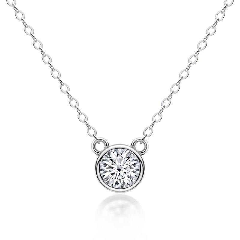 Moissanite round sterling silver necklace pendant - ReadYourHeart,RNA-10031G,RNA-10031S