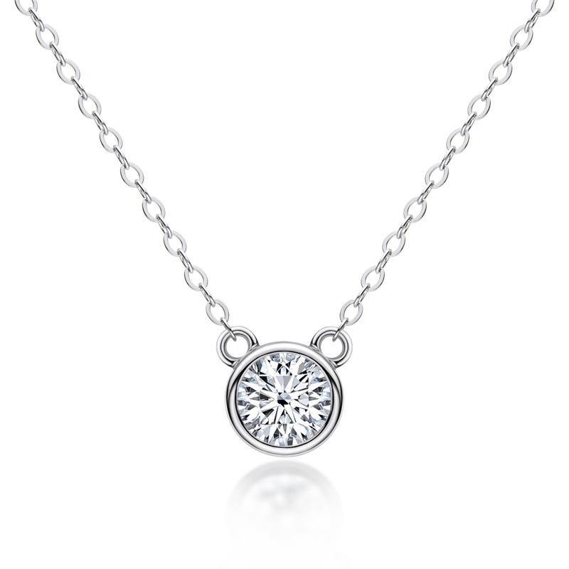 Moissanite round sterling silver necklace pendant - ReadYourHeart,RNA-10031G,RNA-10031S
