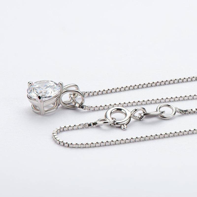 Moissanite round three Prong sterling silver necklace pendant - ReadYourHeart,RNA-PPN-188S,RNA-PPN-188G