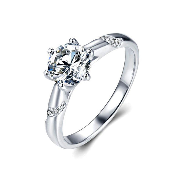 Moissanite Series Fashion Six Prong Sterling Silver Ring - ReadYourHeart