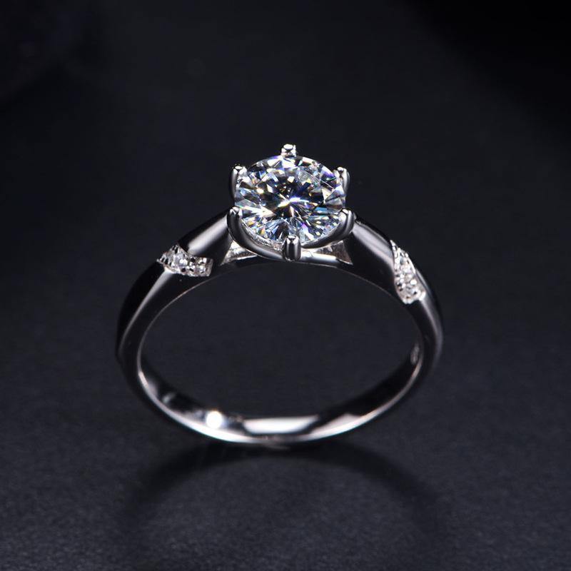 Moissanite Series Fashion Six Prong Sterling Silver Ring - ReadYourHeart