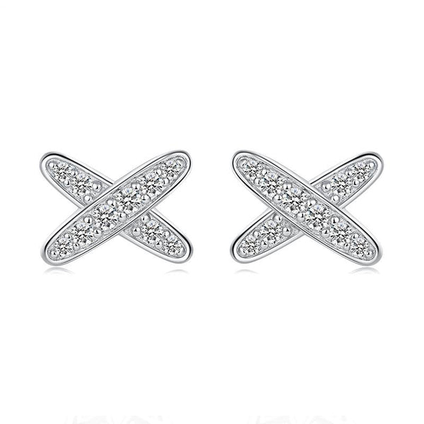 Moissanite x-shaped sterling silver earrings - ReadYourHeart