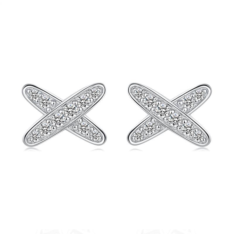 Moissanite x-shaped sterling silver earrings - ReadYourHeart