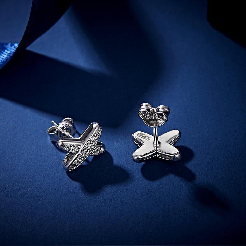 Moissanite x-shaped sterling silver earrings - ReadYourHeart