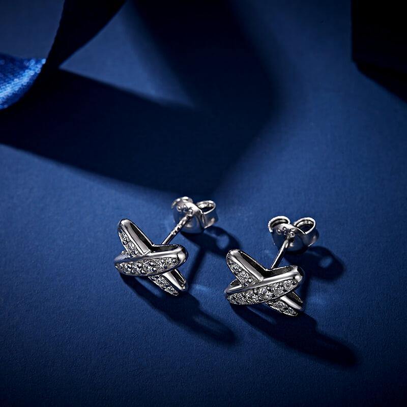 Moissanite x-shaped sterling silver earrings - ReadYourHeart