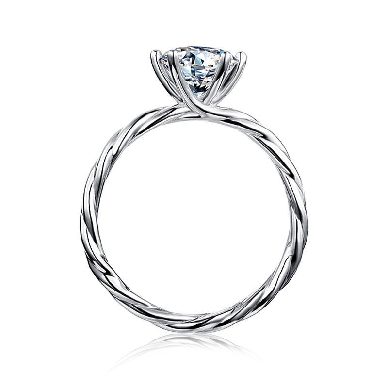 Moissanite six prong twined arm sterling silver wedding ring - ReadYourHeart,RRW-M18A
