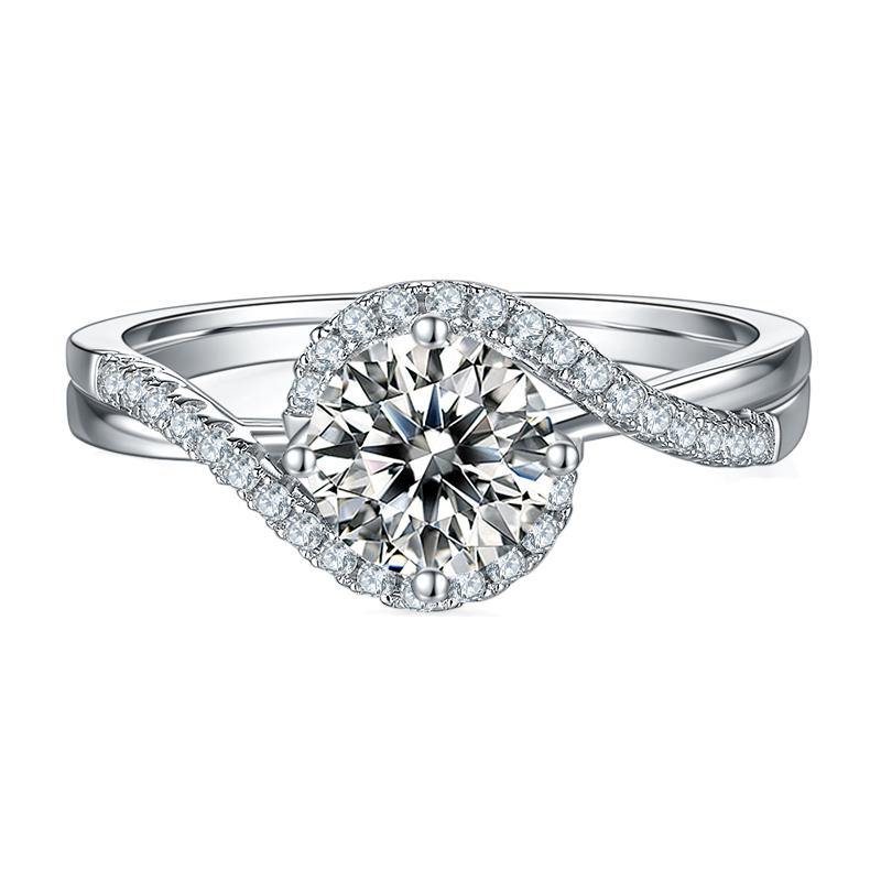Moissanite Angel Eyes Sterling Silver Wedding Ring - ReadYourHeart,RRW-M46A