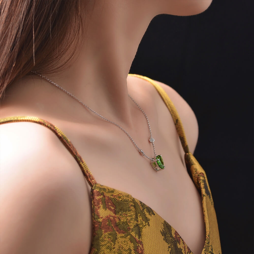Solitaire Heart-Shaped Lab-Sapphire Sterling Silver Necklace - ReadYourHeart