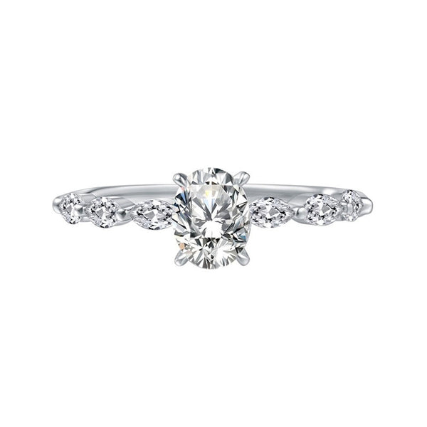 Oval Moissanite With Marquise Accents Engagement Ring