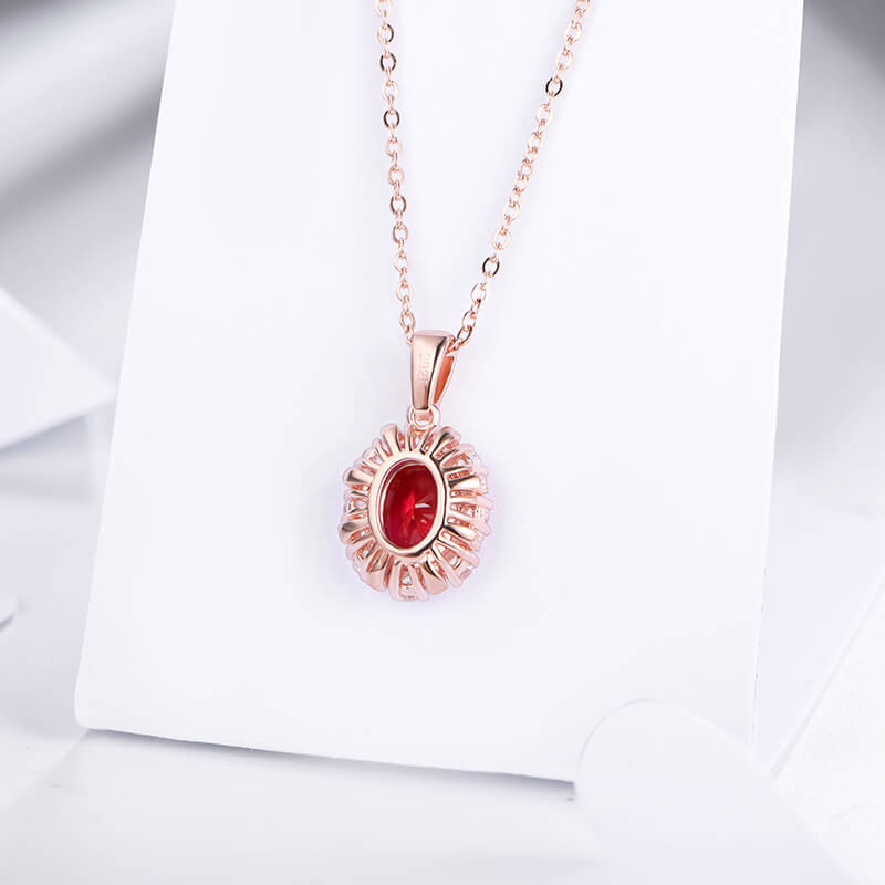 Oval Ruby Halo Sterling Silver Necklace Pendant – ReadYourHeart