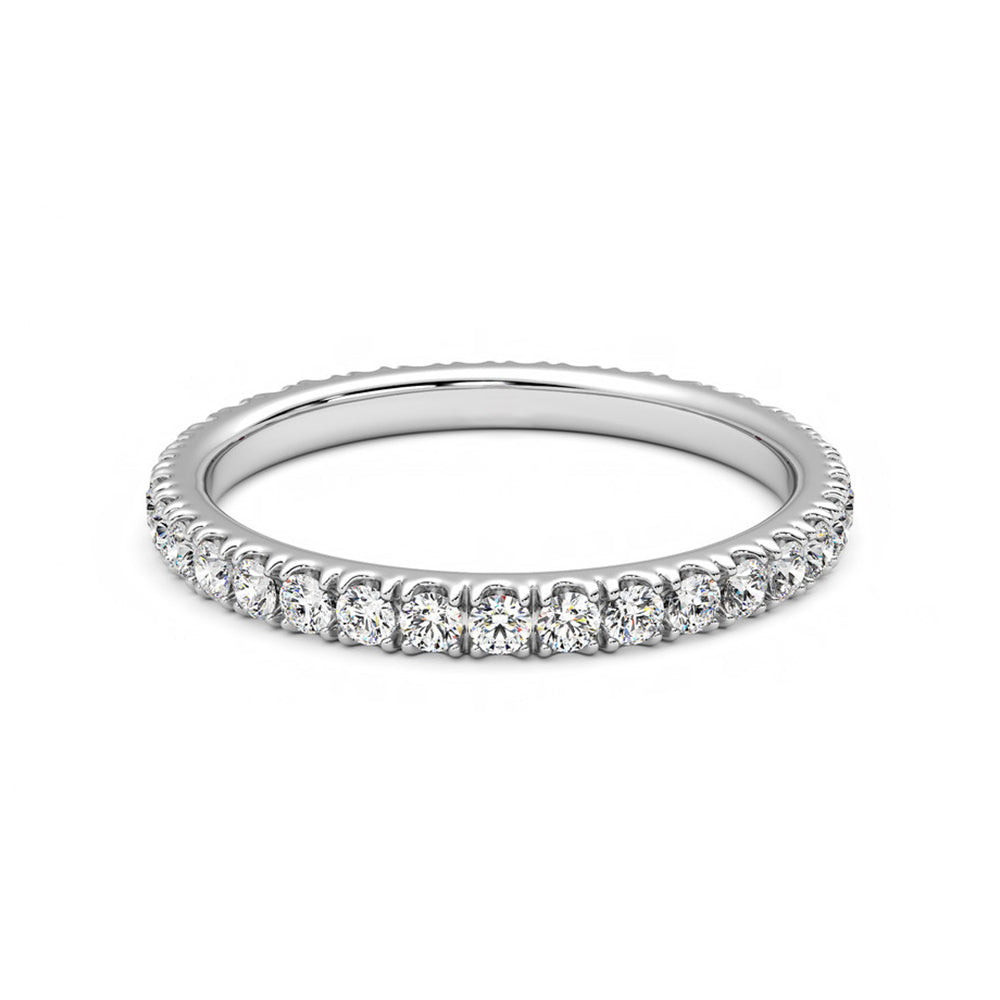 Pave Moissanite Eternity Wedding Band Ring In Sterling Silver - ReadYourHeart