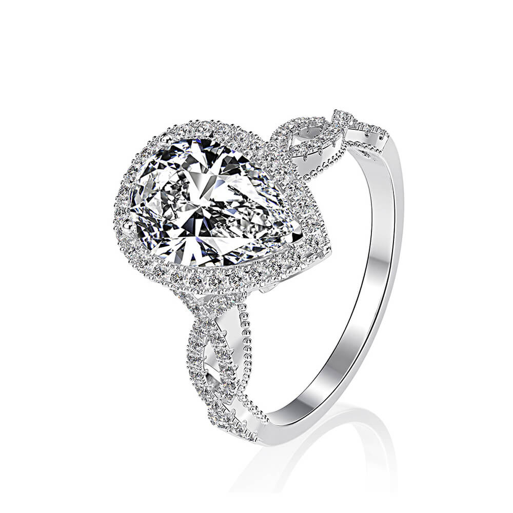 Vintage Halo Pear Cut White Sapphire Infinity Sterling Silver Ring - ReadYourHeart
