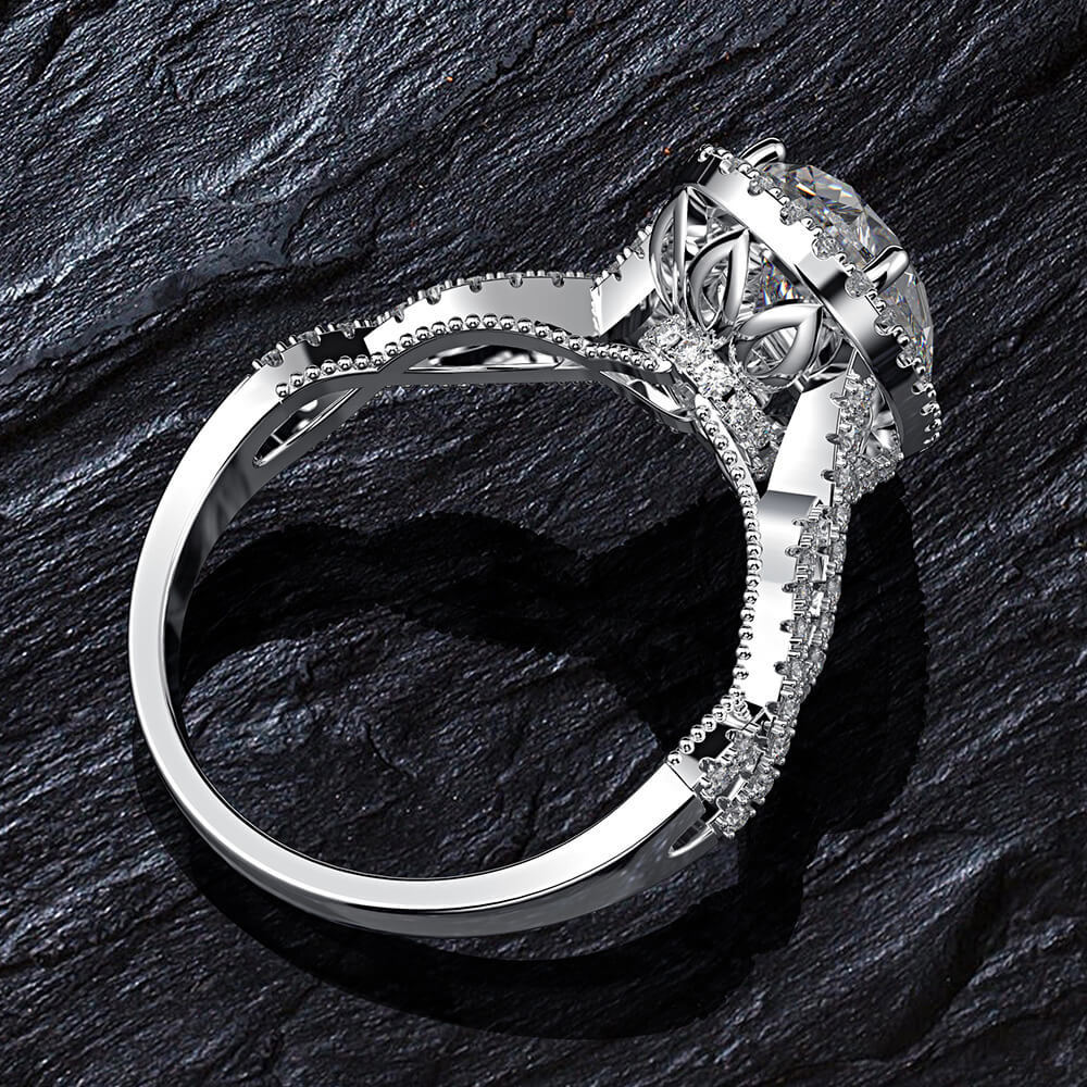Vintage Halo Pear Cut White Sapphire Infinity Sterling Silver Ring - ReadYourHeart