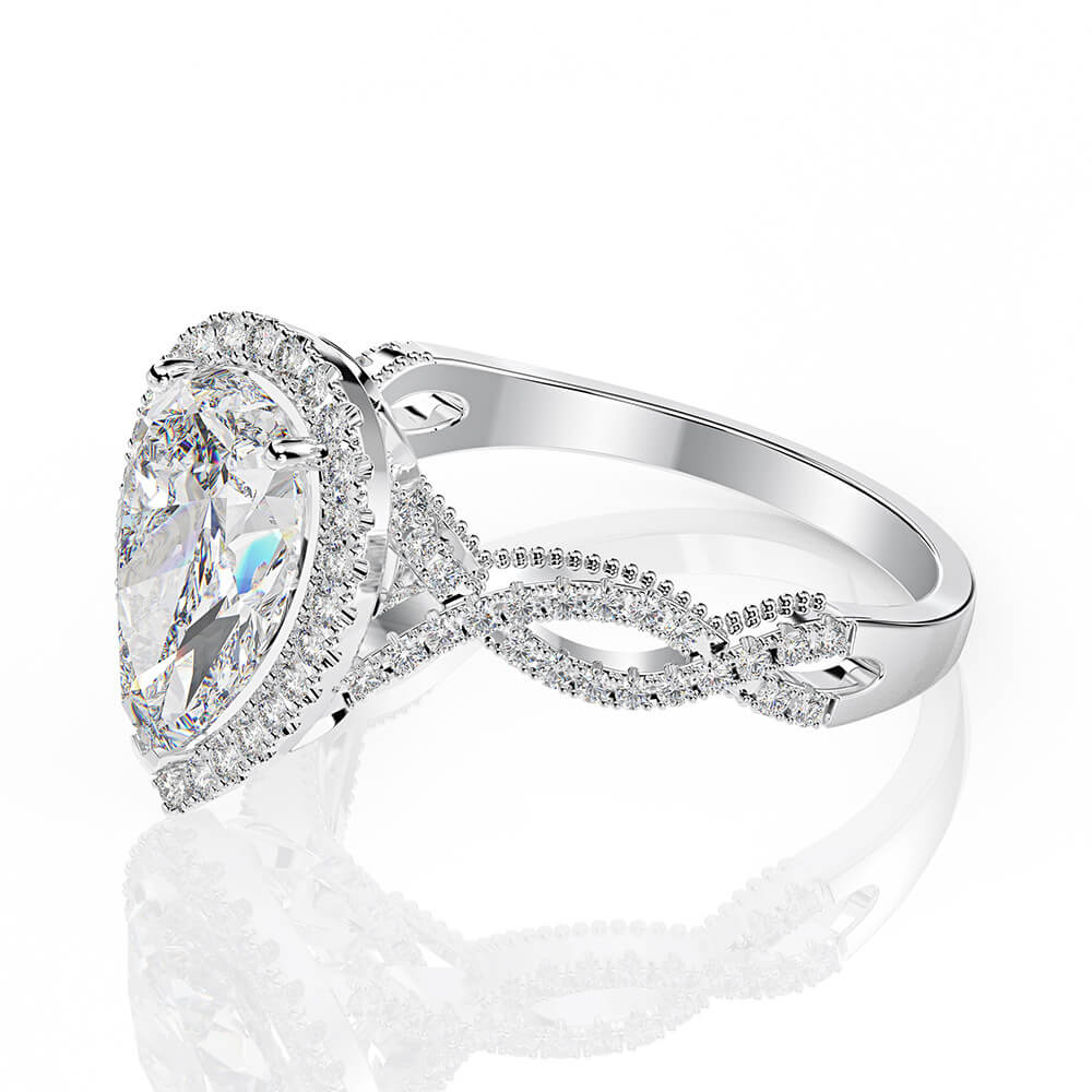 Vintage Halo Pear Cut White Sapphire Infinity Sterling Silver Ring - ReadYourHeart