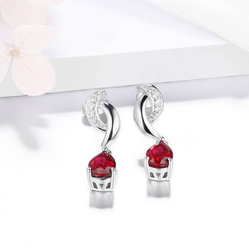 Pear Ruby Sterling Silver Drop Earrings – ReadYourHeart