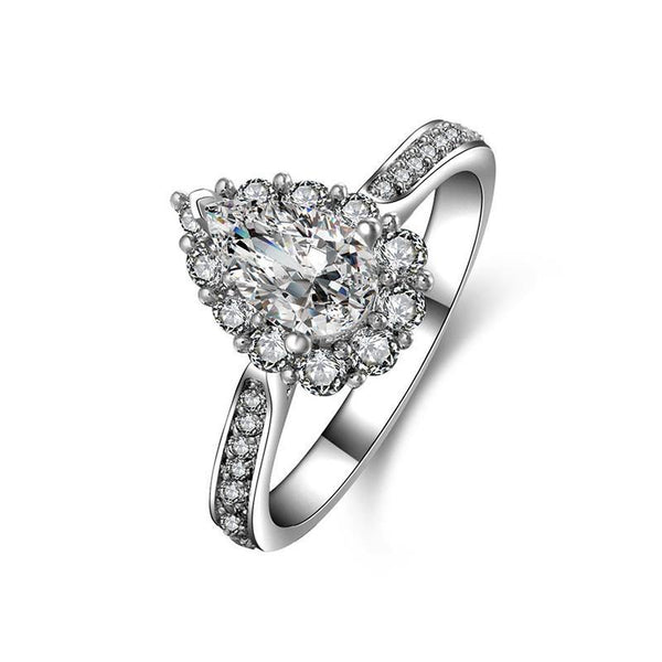 Pear Sona Diamond Luxury Sterling Silver Wedding Ring - ReadYourHeart