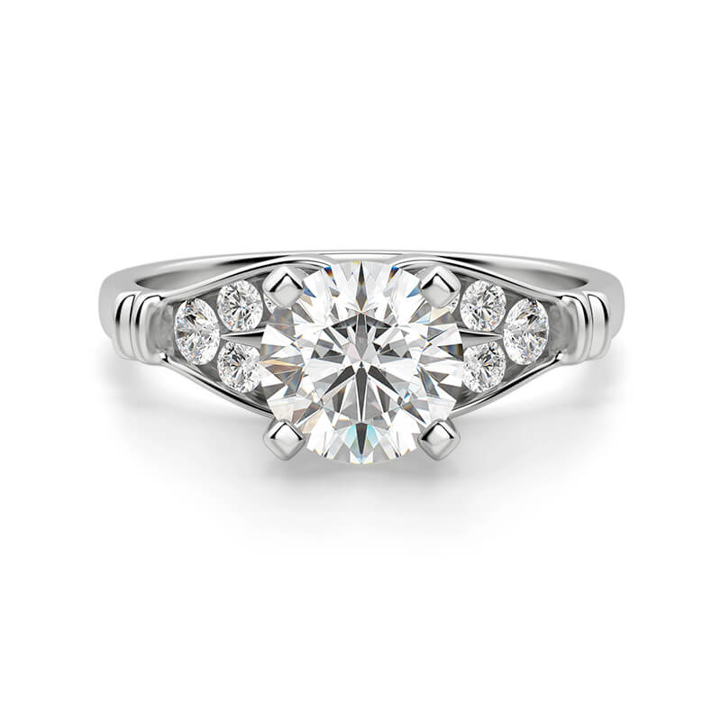 Peg Head Round Moissanite With Accents Engagement Ring - ReadYourHeart