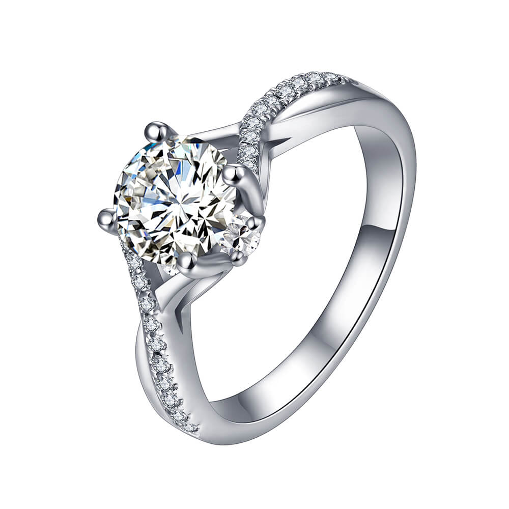Petite Criss Cross Moissanite Pave Engagement Ring - ReadYourHeart