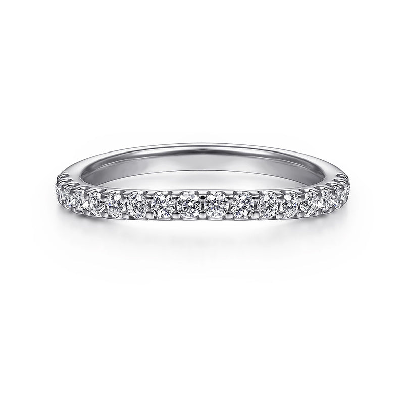 Petite Curved Moissanite Pave Half Eternity Wedding Band - ReadYourHeart