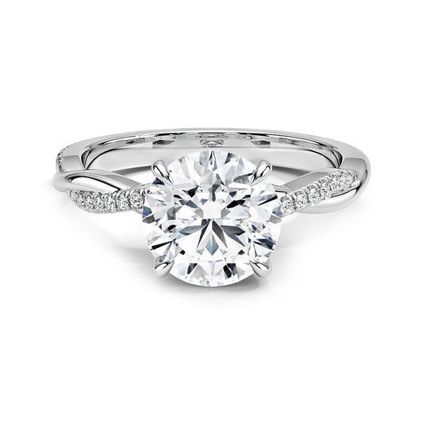 Petite Twisted Vine Moissanite Pavé Engagement Ring in 18K White Gold - ReadYourHeart