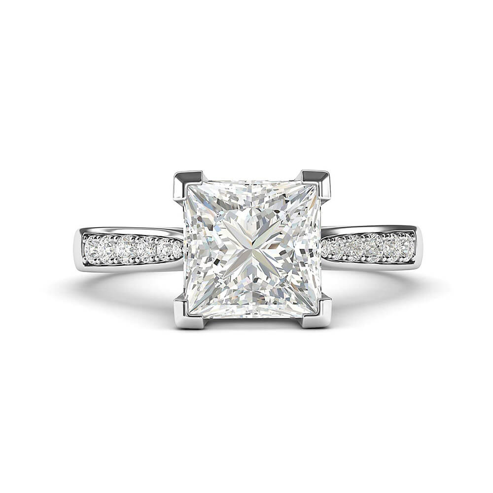 Princess Cut Moissanite Channel Set Engagement Ring - ReadYourHeart