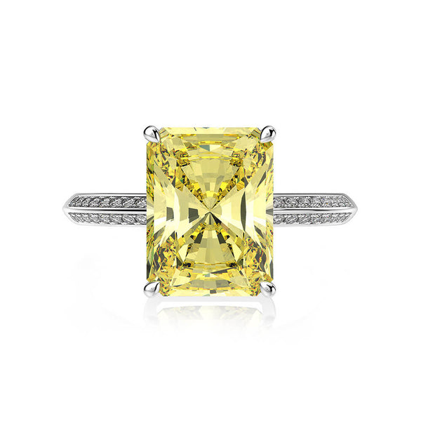 Radiant Cut Side Stone Four Prong Sterling Silver Ring - ReadYourHeart