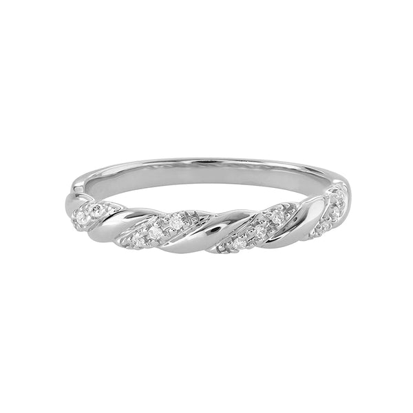 Rope Twist Moissanite Pave Sterling Silver Wedding Band - ReadYourHeart