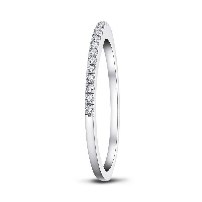 Round Cubic Zirconia Half Eternity Sterling Silver Wedding Band Stackable Ring - ReadYourHeart,RRX-10056S,RRX-10056R