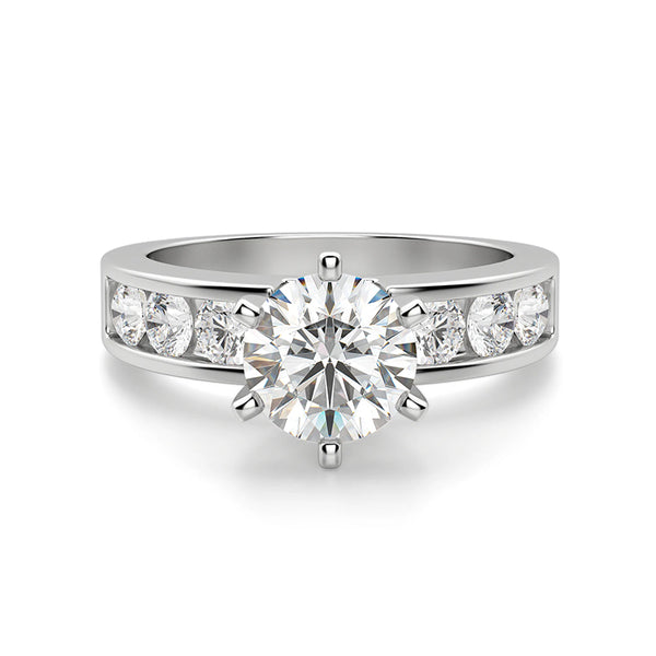 Round Cut Moissanite Channel Set Engagement Ring - ReadYourHeart