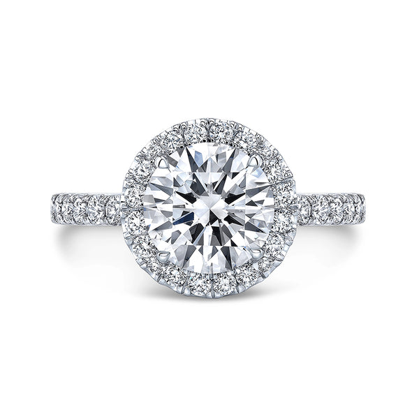 Round Halo Moissanite Pave Engagement Ring - ReadYourHeart