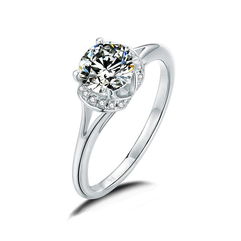Round Moissanite Beloved Sterling Silver Wedding Ring - ReadYourHeart