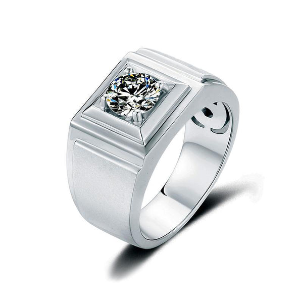 Round Moissanite Classic Sterling Silver Wedding Ring For Men - ReadYourHeart