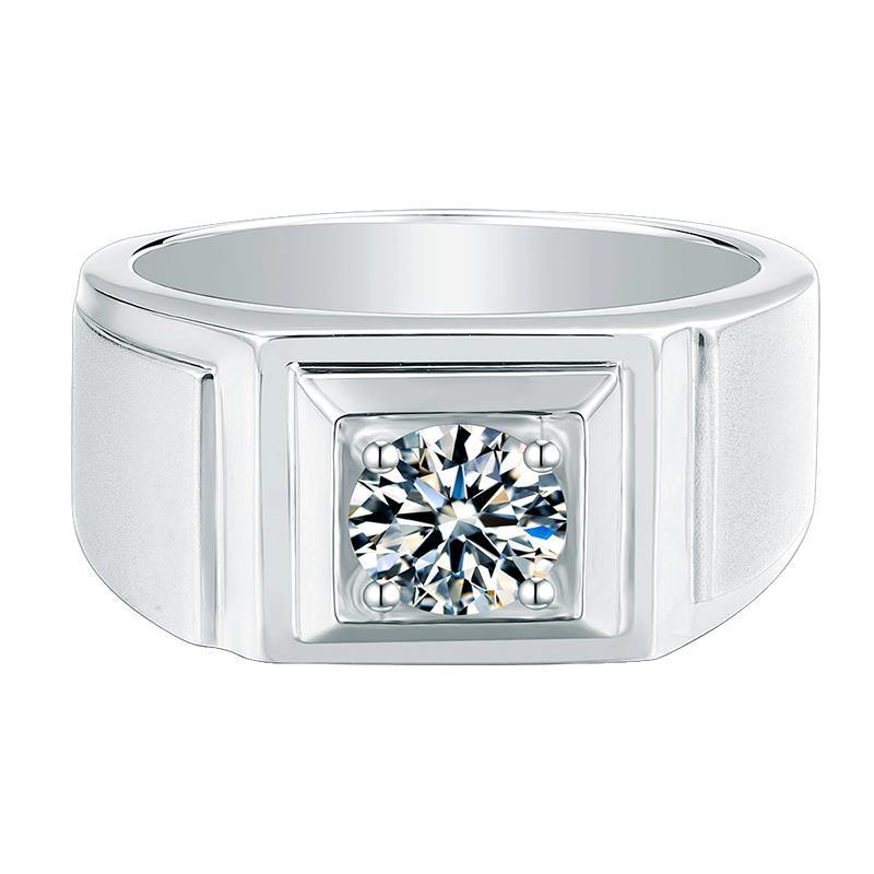 Round Moissanite Classic Sterling Silver Wedding Ring For Men - ReadYourHeart,RRW-M73A