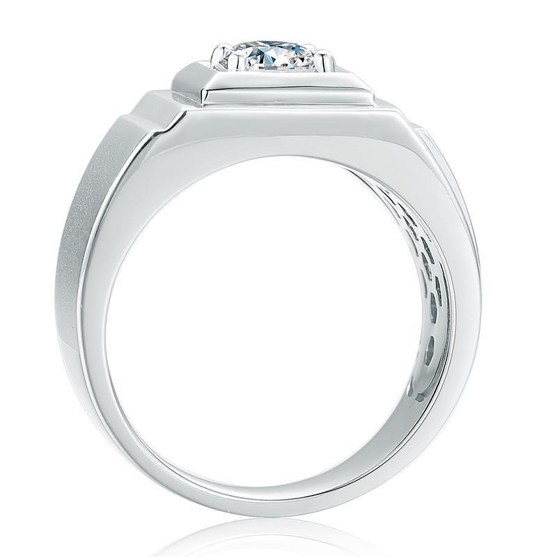 Round Moissanite Classic Sterling Silver Wedding Ring For Men - ReadYourHeart,RRW-M73A