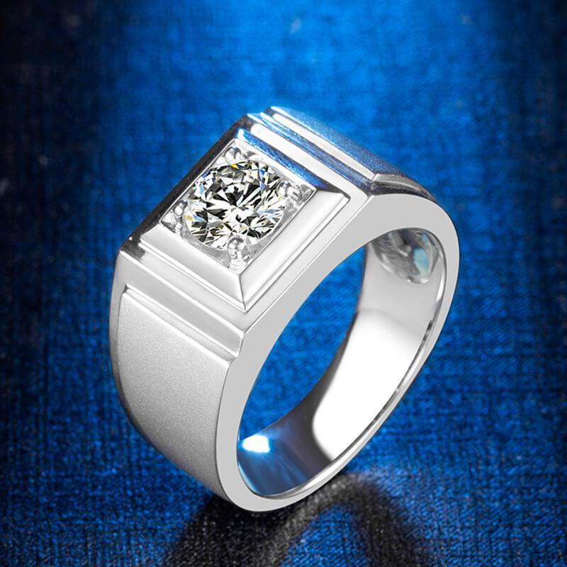 Round Moissanite Classic Sterling Silver Wedding Ring For Men - ReadYourHeart,RRW-M73A
