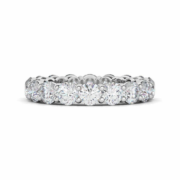 Round Moissanite Eternity Sterling Silver Wedding Band Ring