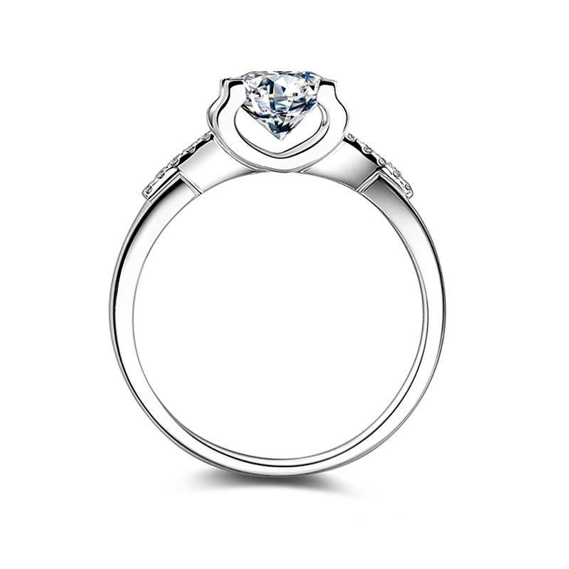 Round Moissanite Fashion Bull Head Sterling Silver Wedding Ring - ReadYourHeart,RRL-10015B,RRL-10015C