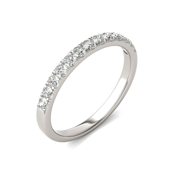 Round Moissanite Half Eternity Wedding Band Ring in 18K White Gold - ReadYourHeart