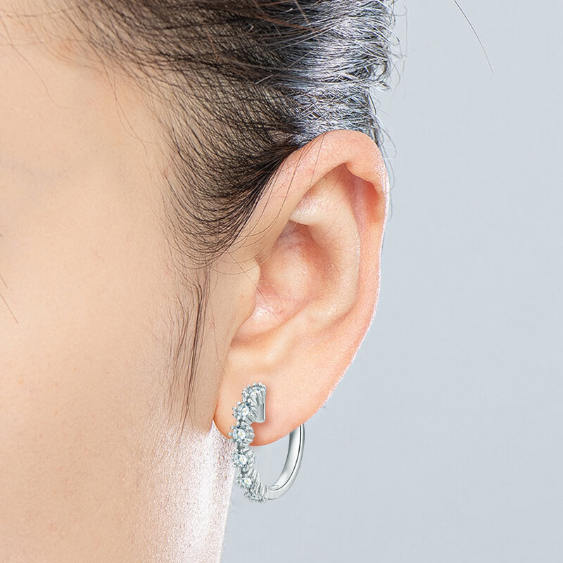 Round Moissanite Huggie Hoop Sterling Silver Earrings - ReadYourHeart