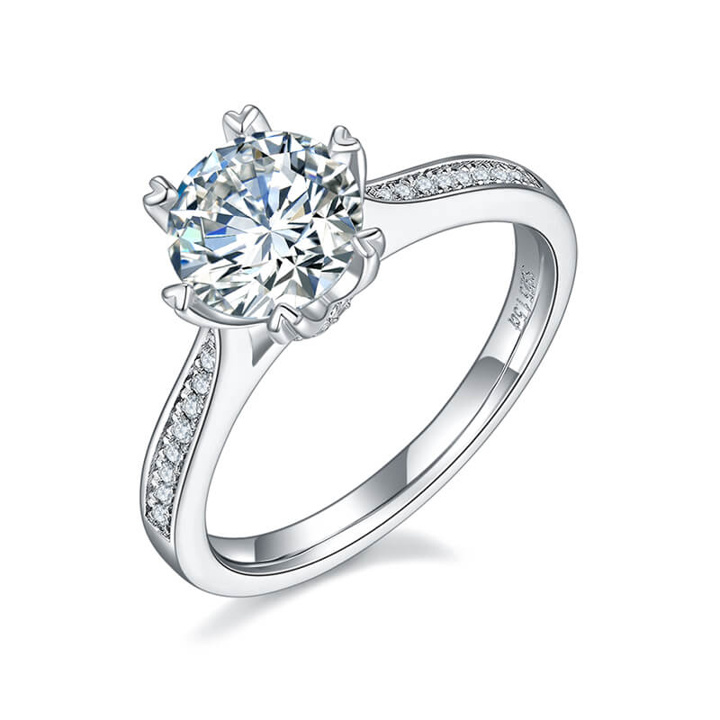 Round Moissanite Lucky Channel Sterling Silver Ring - ReadYourHeart