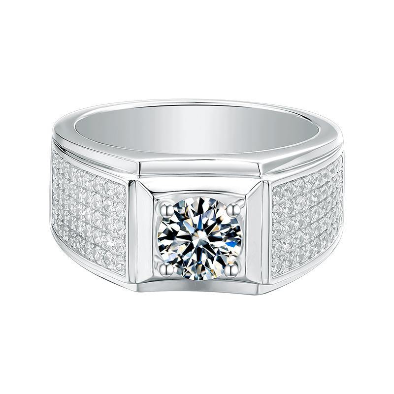 Round Moissanite Luxury Sterling Silver Wedding Ring For Men - ReadYourHeart,RRW-M71A