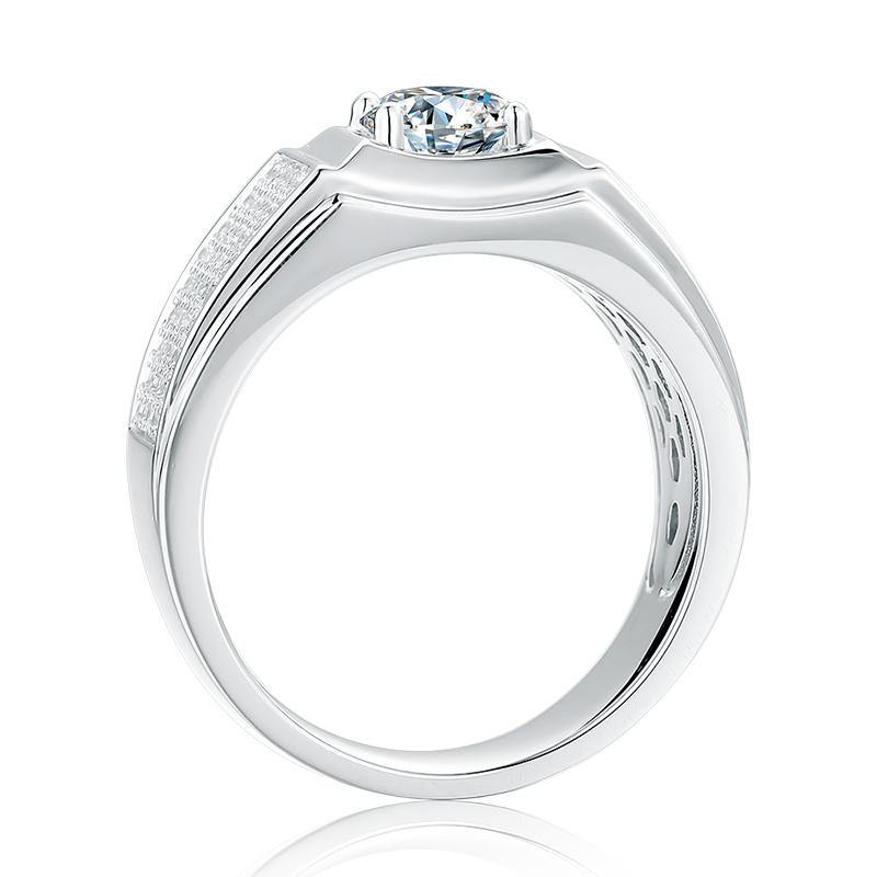 Round Moissanite Luxury Sterling Silver Wedding Ring For Men - ReadYourHeart,RRW-M71A